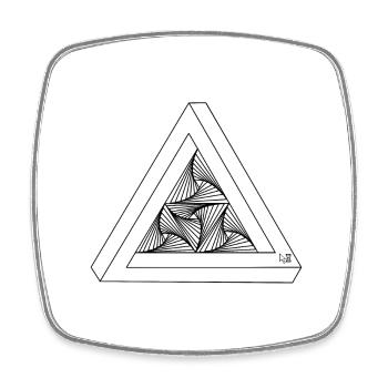 Triangle de Penrose blanc | Curseur - Magnet carré - blanc - Devant