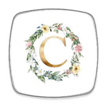 Personalisierbar Monogramm Watercolour Floral C - Viereckiger Kühlschrankmagnet - Weiß - Vorne