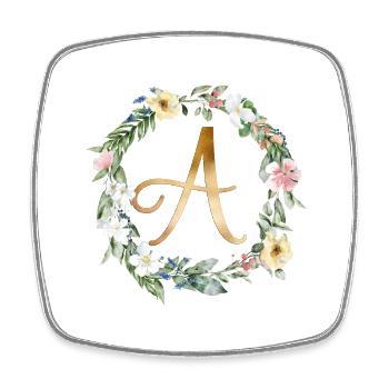 Monogramme personnalisable Aquarelle FloralE A - Magnet carré - blanc - Devant
