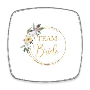 Team Bride! Blumen Kranz personalisierbar - Viereckiger Kühlschrankmagnet - Weiß - Vorne