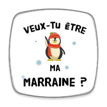 Veux tu etre ma marraine ? - Magnet carré - blanc - Devant