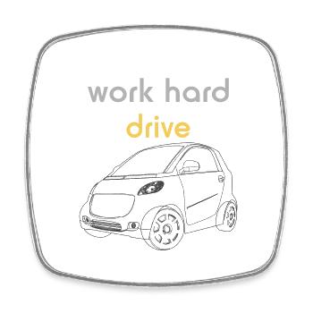 Work Hard Drive Tshirt | Auto - Viereckiger Kühlschrankmagnet - Weiß - Vorne