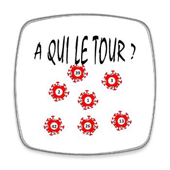 Corona A QUI LE TOUR - Magnet carré - blanc - Devant
