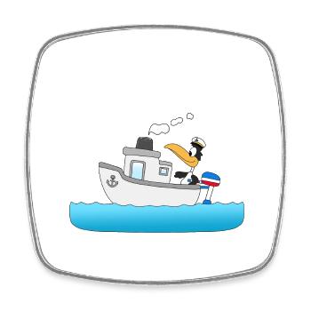 PINGUIN - KAPITÄN - BOOT - SCHIFF - SEEMANN - Viereckiger Kühlschrankmagnet - Weiß - Vorne