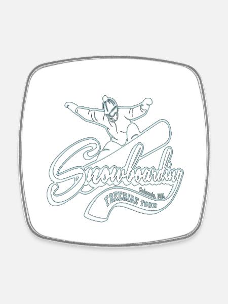 Snowboarding - Square fridge magnet - white