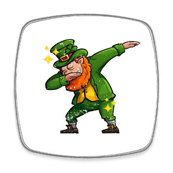 Dabbing Leprechaun St. Patrick’s Day Trèfle irlandais - Magnet carré - blanc - Devant