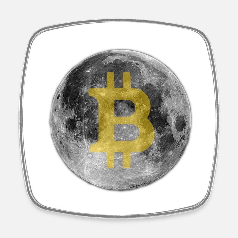 Bitcoin Lune - Magnet carré - blanc