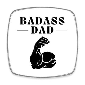 BADASS DAD Statement Zitat - Viereckiger Kühlschrankmagnet - Weiß - Vorne