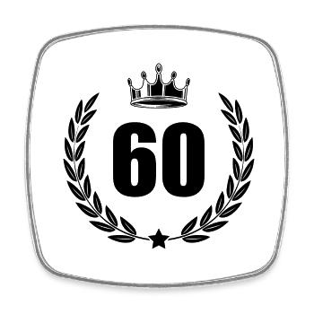60 Couronne numéro - Magnet carré - blanc - Devant