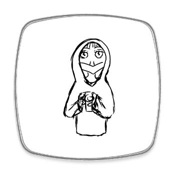 Dessin de manga - Magnet carré - blanc - Devant