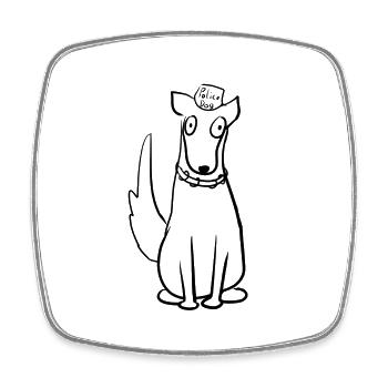 chien éveillé chien - Magnet carré - blanc - Devant