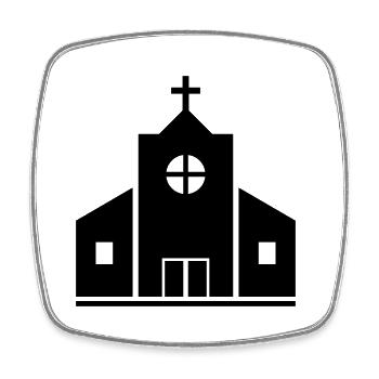 Église - Magnet carré - blanc - Devant