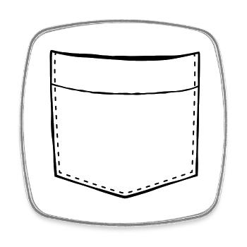 Poche de poitrine design vide - Magnet carré - blanc - Devant