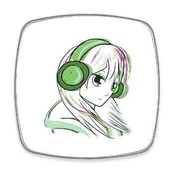 manga vert - Magnet carré - blanc - Devant
