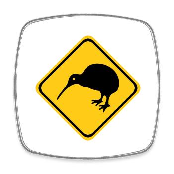 Kiwi Bouclier de Nouvelle-Zélande - Magnet carré - blanc - Devant