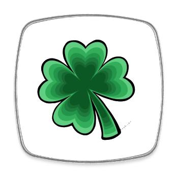 trèfle à quatre feuilles - Magnet carré - blanc - Devant