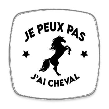 je peux pas j'ai cheval - Magnet carré - blanc - Devant