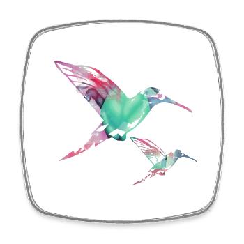 colibri, graffiti, peinture, fleurs, oiseau, peinture, - Magnet carré - blanc - Devant