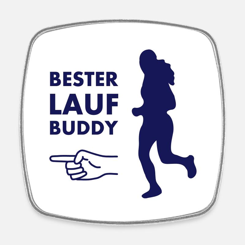 Bester Laufbuddy - Viereckiger Kühlschrankmagnet - Weiß