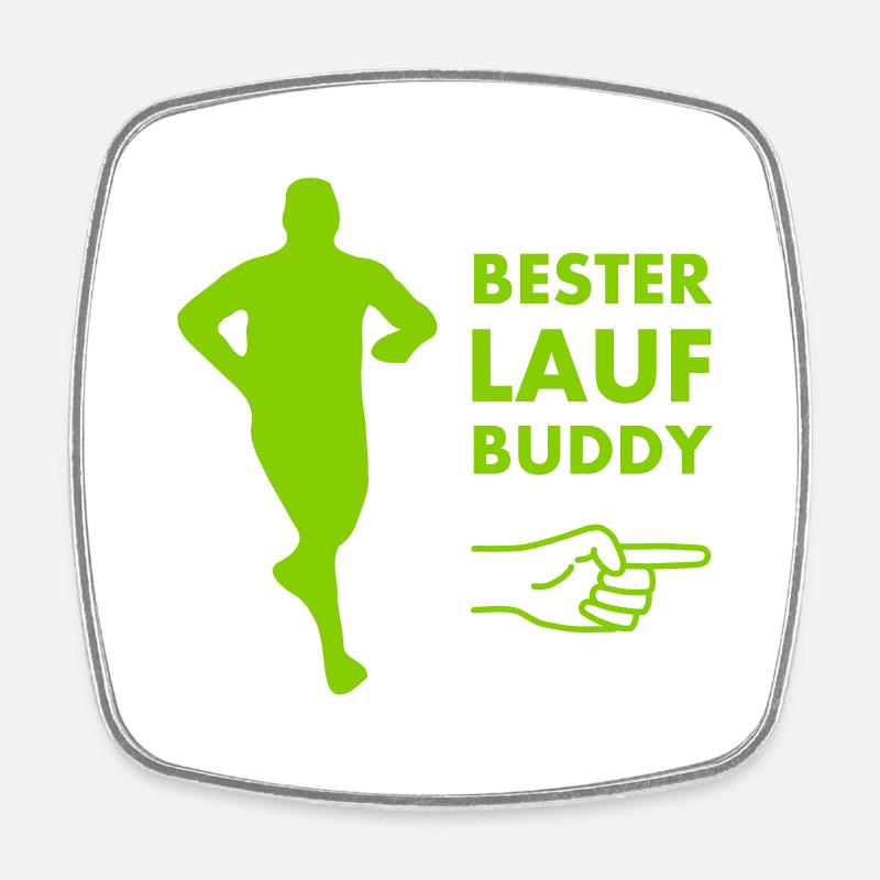 Bester Laufbuddy - Viereckiger Kühlschrankmagnet - Weiß