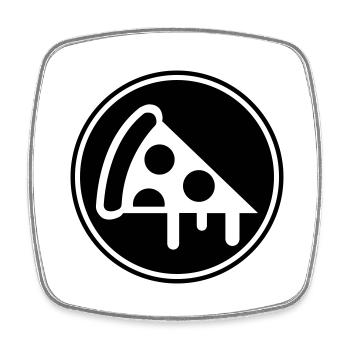 Silhouette de l’icône de la pizza - Magnet carré - blanc - Devant