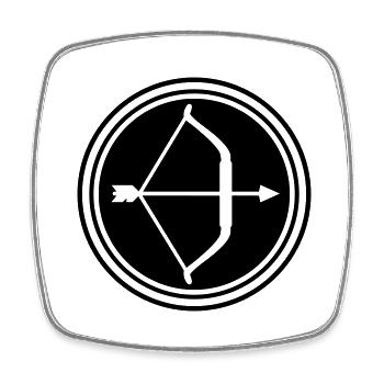 Bow and arrow - Square fridge magnet - white - Front