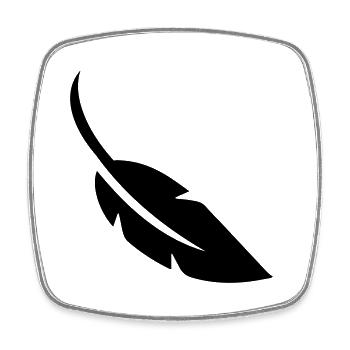 Symbole de plume - Magnet carré - blanc - Devant