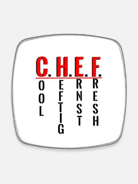 CHEF - Viereckiger Kühlschrankmagnet - Weiß