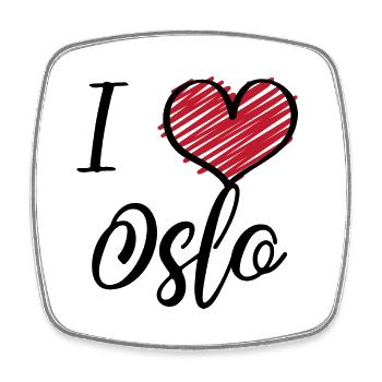 I Love Oslo - Viereckiger Kühlschrankmagnet - Weiß - Vorne