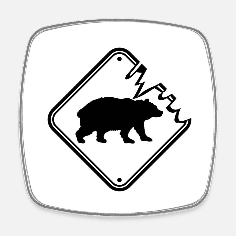 Lebensgefahr Schild Bär - Viereckiger Kühlschrankmagnet - Weiß