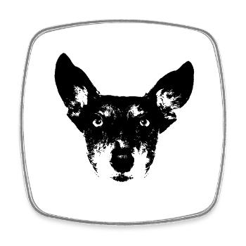Hund Schwarz Weiss - Viereckiger Kühlschrankmagnet - Weiß - Vorne