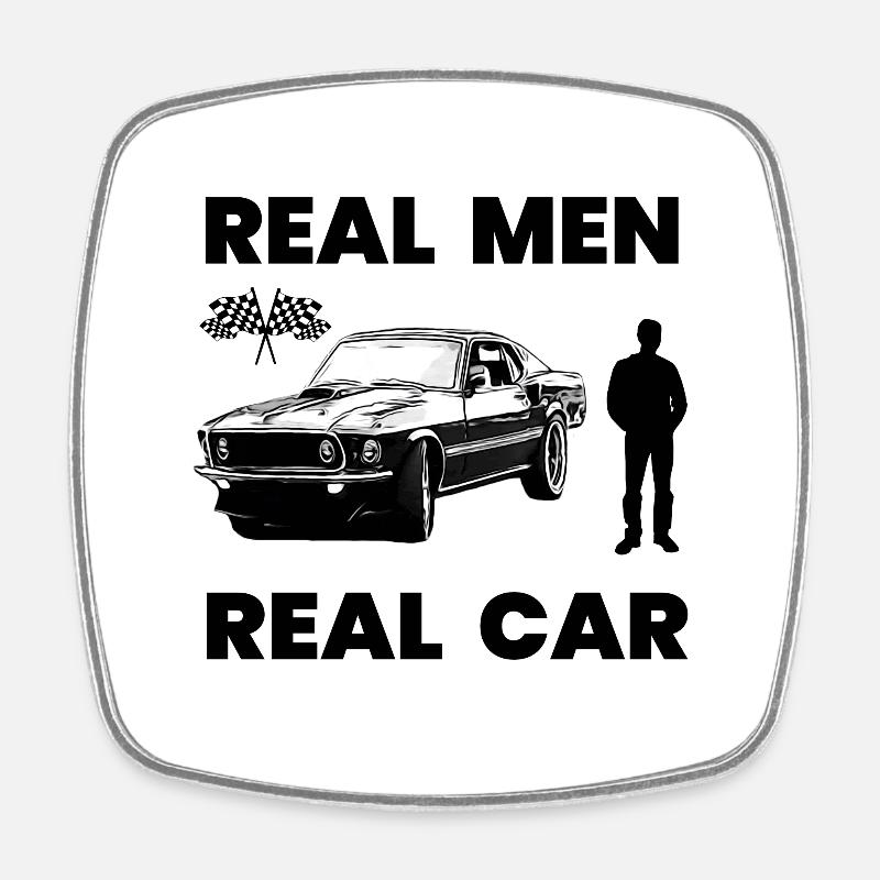 Car - Square fridge magnet - white