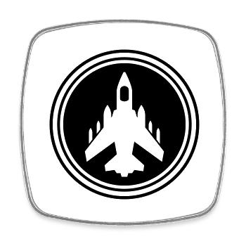Symbole de jet d’avion - Magnet carré - blanc - Devant