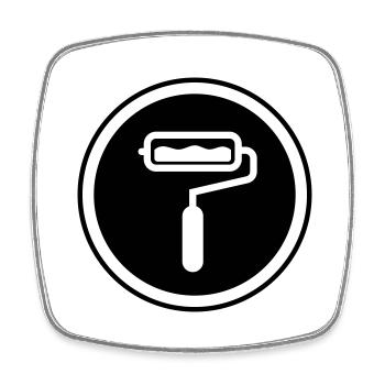 Maler Silhouette icon - Viereckiger Kühlschrankmagnet - Weiß - Vorne