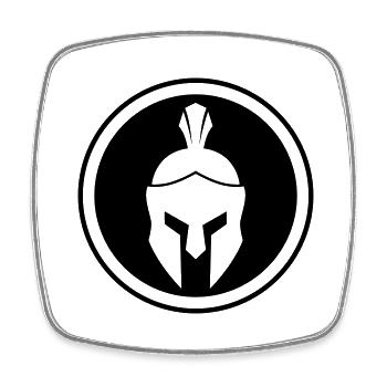 Spartaner Helm - Viereckiger Kühlschrankmagnet - Weiß - Vorne