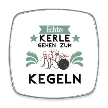 Echte Kerle Gehen zum kegeln - Viereckiger Kühlschrankmagnet - Weiß - Vorne
