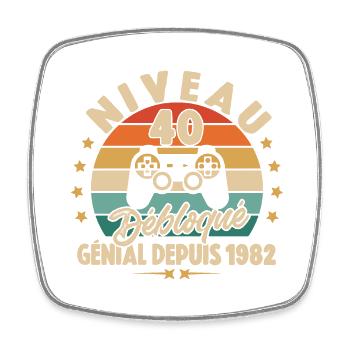 Niveau 40 Débloquer Genial Depuis 1982 Humour - Magnet carré - blanc - Devant