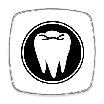 Symbole de l’icône de dent - Magnet carré - blanc - Devant