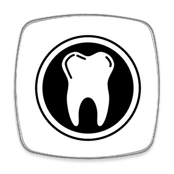 Symbole de l’icône de dent - Magnet carré - blanc - Devant