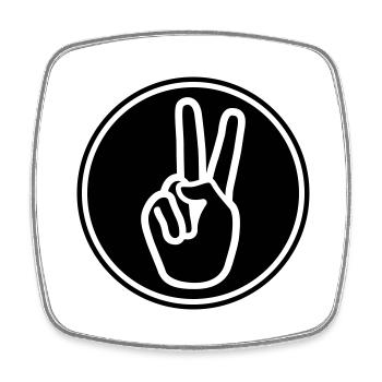 Hand Peace - Viereckiger Kühlschrankmagnet - Weiß - Vorne