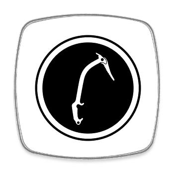 Climbing equipment ice axe - Square fridge magnet - white - Front