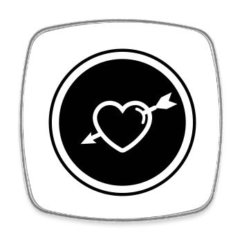 Flèche du symbole du cœur - Magnet carré - blanc - Devant