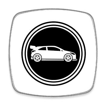 Coureur automobile - Magnet carré - blanc - Devant