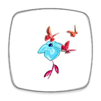 spring blue flower animal natural red - Square fridge magnet - white - Front