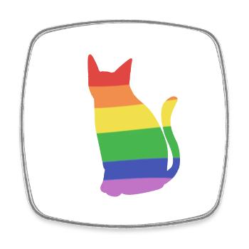 katze lgbt liebe farben regenbogen - Viereckiger Kühlschrankmagnet - Weiß - Vorne