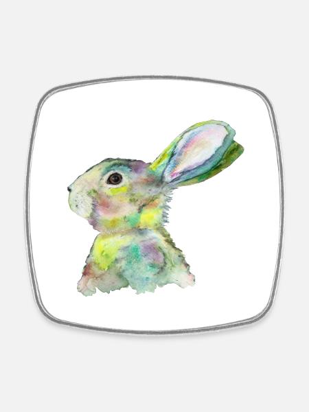 Hase - Viereckiger Kühlschrankmagnet - Weiß