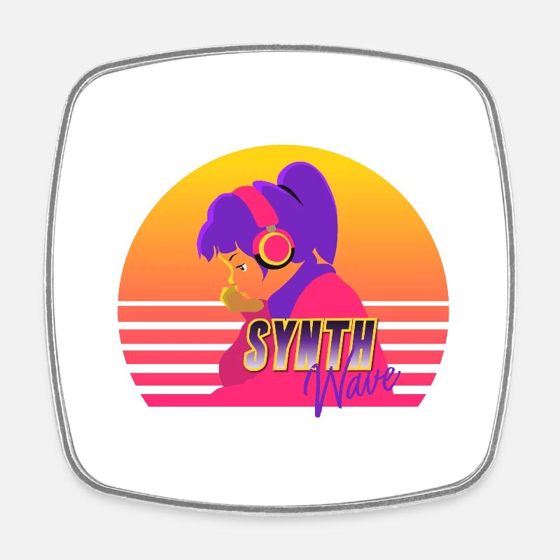 Synthwave Girl - Square fridge magnet - white