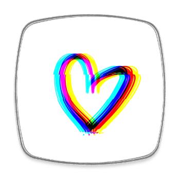 effet cœur 3D symbole amour - Magnet carré - blanc - Devant