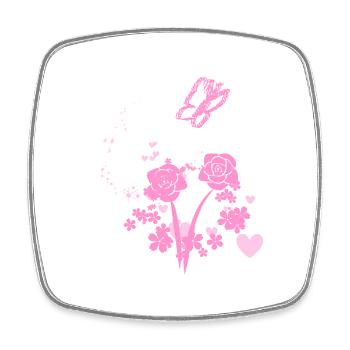 nature liberté paix papillon cœurs roses - Magnet carré - blanc - Devant