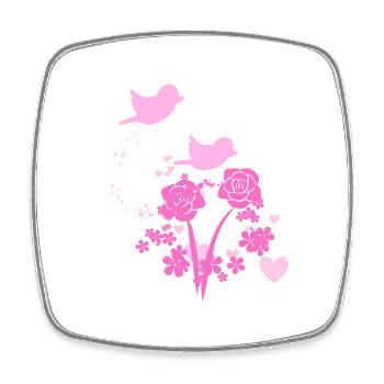 flowers pink peace freedom birds nature biology - Square fridge magnet - white - Front
